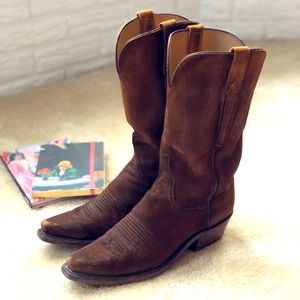 SOLD Lucchese Eleanor Stonewashed Cognac Suede Western Boot